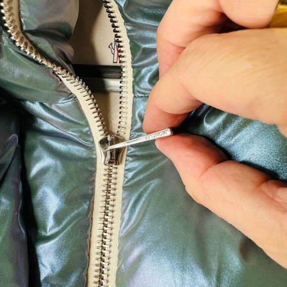 Moncler Blue Down Faucille Gilet Vest High Neck Zip Front Moncler Logo 4 / XL - Picture 6 of 16